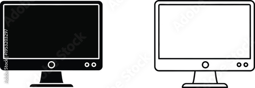 Computer Monitor Icons Set Vector
