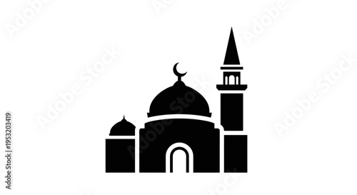 Mosque Silhouette with Dome and Minaret 29.