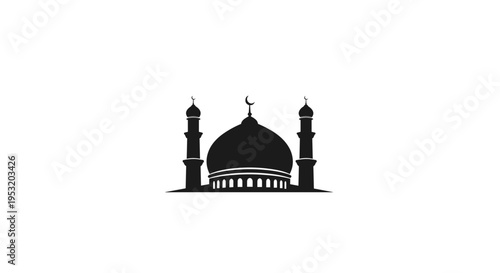 Mosque Silhouette with Dome and Minarets 1.