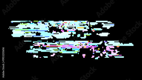 Pixelated glitch vector with red pink tones, digitalism concept in cosmic pixel space aesthetics for tech and gaming use. Ideal for tech branding, UI, and sci-fi graphics.