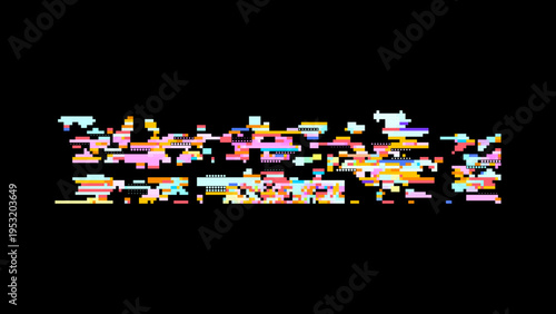 Abstract digital glitch vector in cosmic pixel space style with red pink accents, focused on digitalization and data transformation. Dark background with subtle noise enhances contrast. Ideal for t...