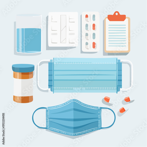 マスクティッシュ薬ベクター背景素材