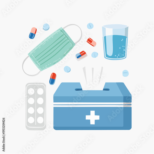 マスクティッシュ薬ベクター背景素材