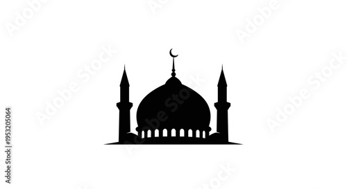 Mosque Silhouette with Dome and Minarets 4.