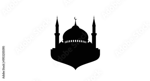 Mosque Silhouette with Dome and Minarets 6.