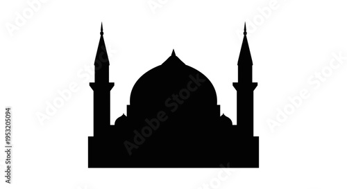 Mosque Silhouette with Dome and Minarets 7.