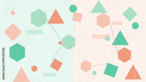 Pastel Mint and Peach Abstract Geometric Pattern Background