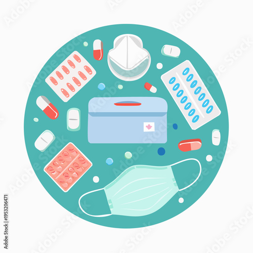 マスクティッシュ薬円形ベクター背景