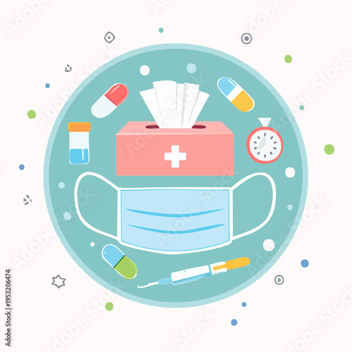 マスクティッシュ薬円形ベクター背景