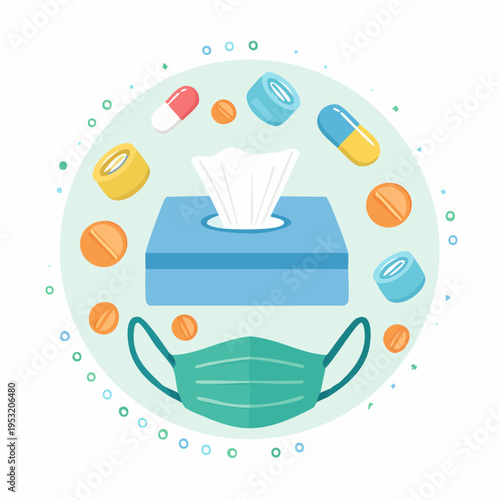 マスクティッシュ薬円形ベクター背景