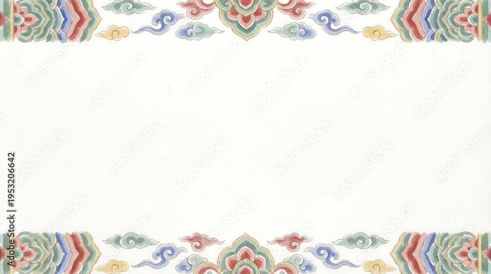 Obraz premium Vintage Asian Pattern Header and Footer Frame for Traditional Lunar New Year Design