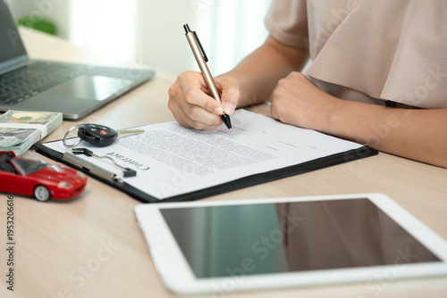 lease, rental car, sell, buy. Sign contract for new and used Car. Sales, loan credit financial, rent vehicle, insurance, renting, Seller, dealer, installment, car care business