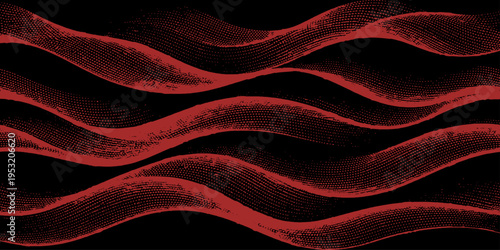 Smooth and shiny red silk satin fabric with elegant flowing waves creating a luxurious abstract background