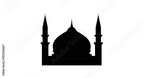 Mosque Silhouette with Dome and Minarets 24.