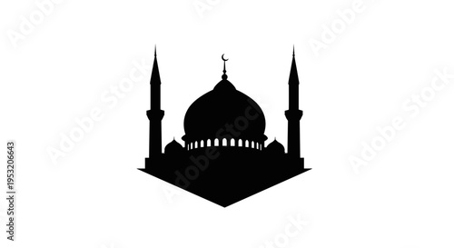 Mosque Silhouette with Dome and Minarets 29.