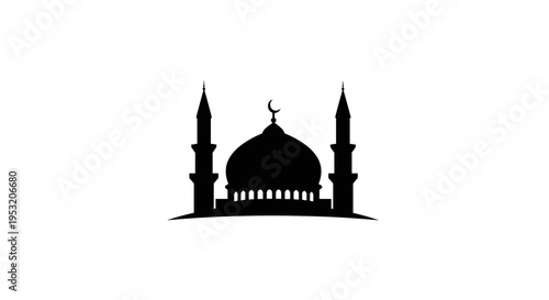 Mosque Silhouette with Dome and Minarets 31.