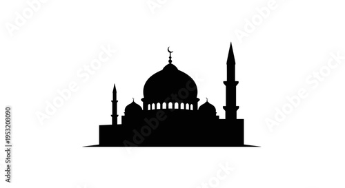 Mosque Silhouette with Domes and Minarets 3.