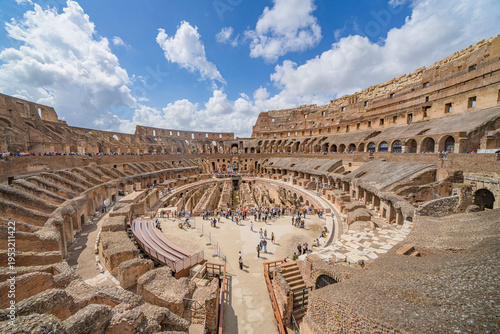 Inside view of Colosseo in Rome, Italy.