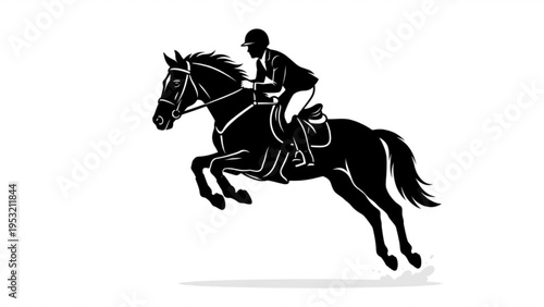 Equestrian Show Jumping Horse and Rider Silhouette