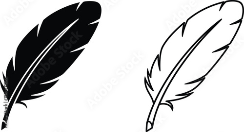 Feather Quill Pen Icon Set Vector Illustration Vector