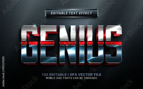 A metallic text effect with editable genius wording in a modern style