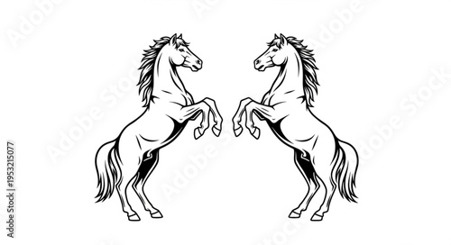 Two rearing horses facing each other in a heraldic pose.