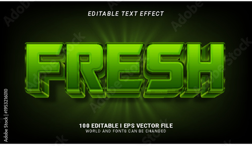 Editable Fresh Text Effect with 3D Lime Green Style and Vector File
