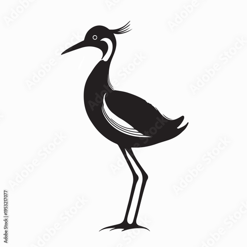 Wattled Jacana Lily Trotter Walking Side View Vector Illustration