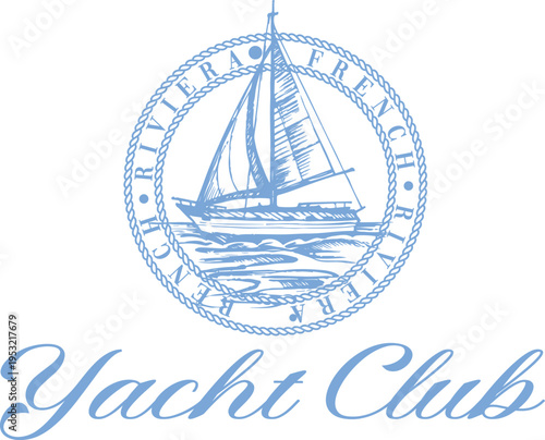 Yacht Club St Tropez Luxe Boat Nautical Monaco French Riviera France saint tropez yacht luxe luxury boat slogan club health club European euro Tee Tshirt Graphic Design College Varsity Crest Emblem 
