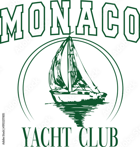 Yacht Club St Tropez Luxe Boat Nautical Monaco French Riviera France saint tropez yacht luxe luxury boat slogan club health club European euro Tee Tshirt Graphic Design College Varsity Crest Emblem 