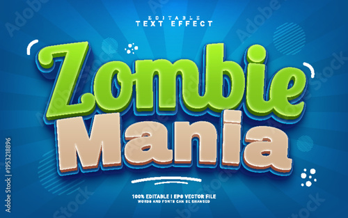 Editable Zombie Mania text effect with 3D cartoon style