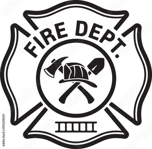 Firefighter Logo Silhouette Fire Department Badge Emblem Rescue Icon