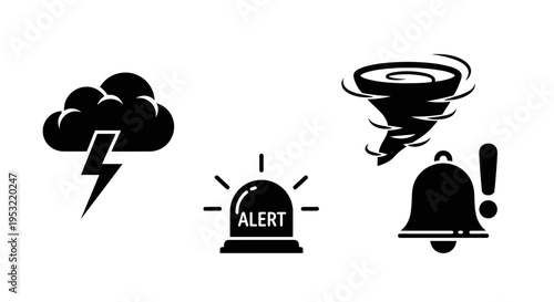 Weather alert warning signs icons.