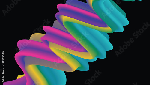 Swirling abstract ribbon with vibrant gradient colors on black
