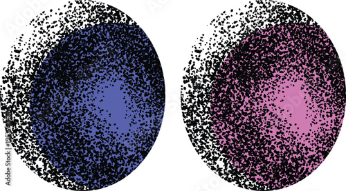 Two circles with gradient fill and scattered dots pattern