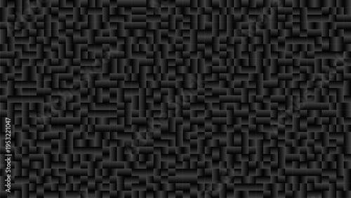 Vector illustration of a dark isometric microchip maze pattern representing complex big data networks and secure fintech algorithms.