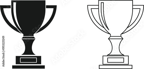 Trophy Cup Winner Award Icon Set Vector