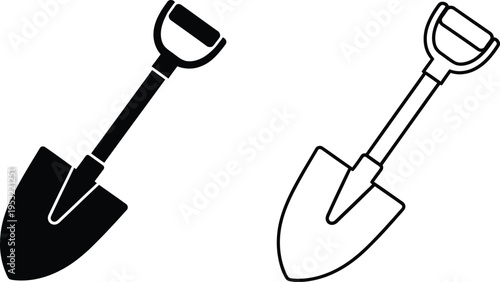 Shovel Spade Tool Icon Set Vector