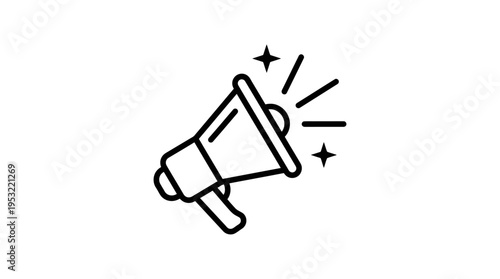 Megaphone Icon with Stars and Sound Waves