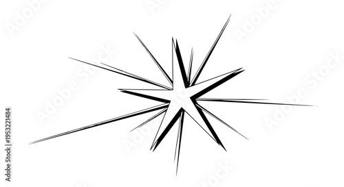 Abstract sharp starburst design element representing dynamic explosion or impact shockwave graphic on minimal background