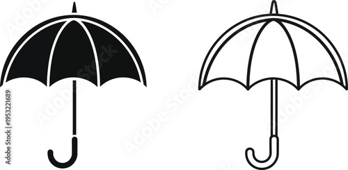 Black and White Umbrella Icon Set Vector Design Vector