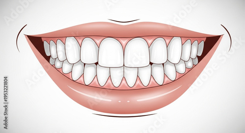 Illustration of a Smiling Mouth with Healthy White Teeth.