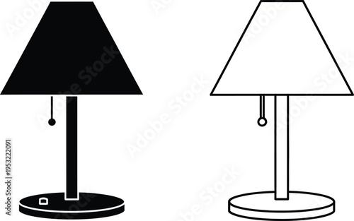 Table Lamp Icon Set Isolated Vector Illustration Vector