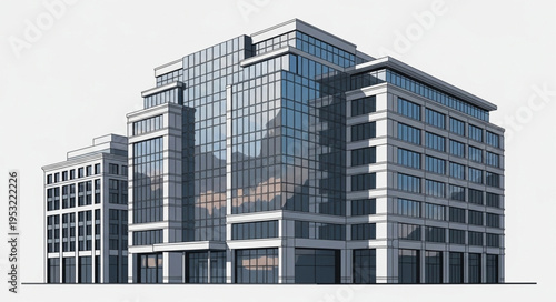 Modern Glass and Concrete Office Building Architecture.