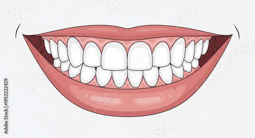 Illustration of a smiling mouth with healthy white teeth.