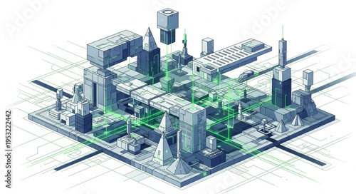 Futuristic Cityscape on Circuit Board - A Technological Metropolis Concept.