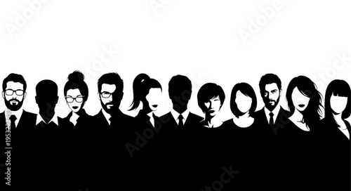 Silhouetted Crowd of Diverse People Standing Together in Solidarity and Unity.