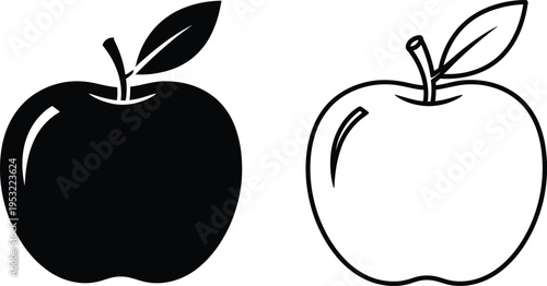 Apple Icons Set Black And White Vector Illustration Vector
