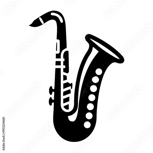 baritone saxophone icon silhouette illustration for music, instrument, and jazz performance design