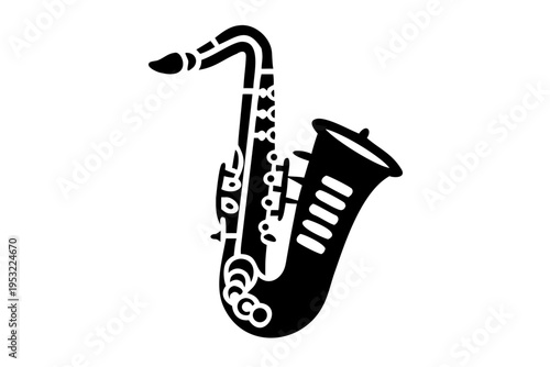 baritone saxophone silhouette illustration for music, instrument, and jazz performance design
